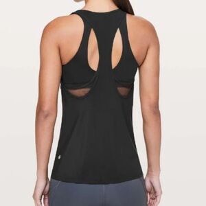 Lululemon Two-in-One Cross Conditioning Tank Black Built-In Bra Size 4 NWOT
